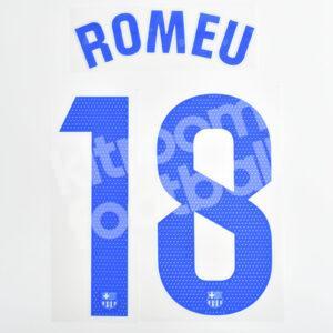 2023-24 Fc Barcelona Away Name Number Set #18 Oriol ROMEU La Liga Repro