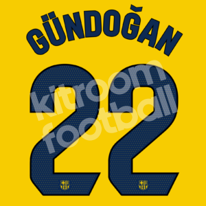 2023-24 Fc Barcelona Senyera Name Number Set #22 GUNDOGAN La Liga Repro