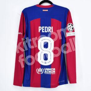 2023-24 Barcelona Home Player Issue Shirt #8 PEDRI Size M UCL Long Sleeves - Image 1