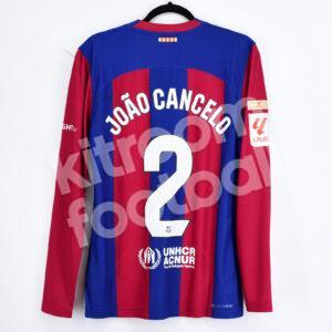 2023-24 Barcelona Home Player Issue Shirt #2 JOAO CANCELO Size M La Liga Long Sleeves - Image 1