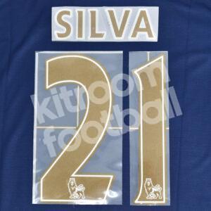 2013-15 Manchester City Away Gold Name Number Set #21 SILVA Flock Repro - Image 1