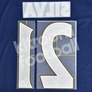 2013-15 Manchester City Away Gold Name Number Set #21 SILVA Flock Repro - Image 3