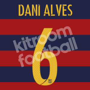 2015-16 Barcelona Home Name Number Set #6 DANI ALVES Repro - Image 1