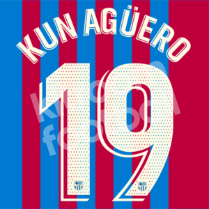 2021-22 Barcelona Home Name Number Set #19 KUN AGÜERO La Liga Repro