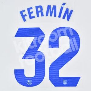 2023-24 Fc Barcelona Away Name Number Set #32 FERMÍN La Liga Repro