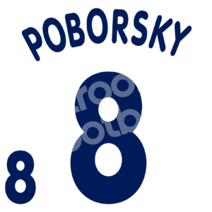 EURO 1996 Czech Republic Away Name Set Number #8 POBORSKY Flock Repro
