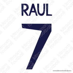 1998-00 Real Madrid Home Name Number Set #7 RAUL Repro - Image 1