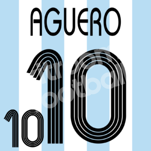 2007 Argentina FIFA World Cup U-20 Home Name Number Set #10 Kun AGUERO Repro - Image 1