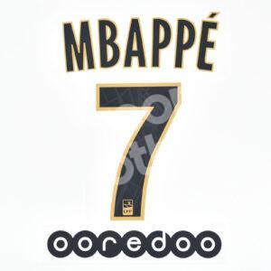2018-19 PSG Paris Away Name Number Set #7 MBAPPE Ligue One Repro