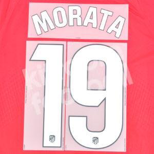Original Player Issue 2023-4 Atletico Madrid Home Name Number Set #19 MORATA La Liga