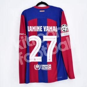 2023-24 Barcelona Home Player Issue Shirt #27 LAMINE YAMAL Size M Long Sleeves UCL - Image 1