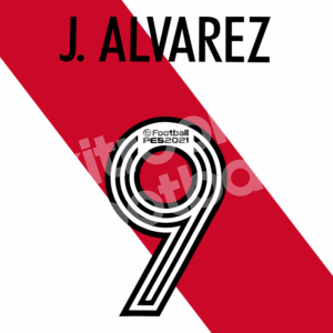 2020-21 River Plate Argentina Home Name Number Set #9 Julian ALVAREZ Repro - Image 1