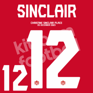 Canada Womens Home Name Number Set #12 SINCLAIR Tribute Match