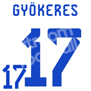 2022-23 Sweden Away Name Number Set #17 GYOKERES Repro