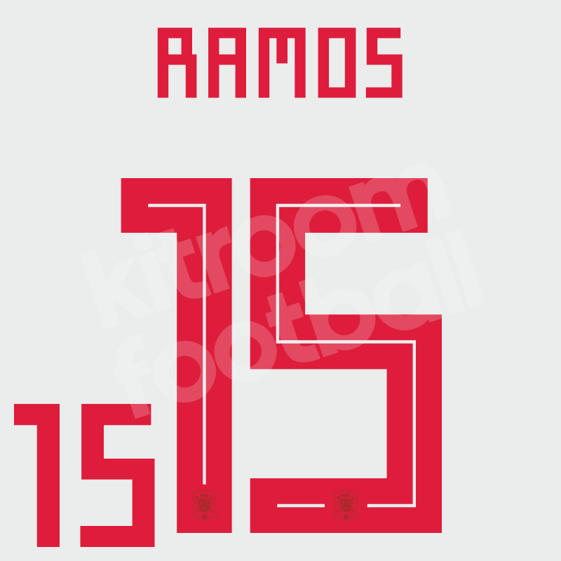2018 スペイン ラモス 15番 長袖 ユニフォーム World Cup 2018 Spain Name Number Set Away #15 Sergio RAMOS Repro