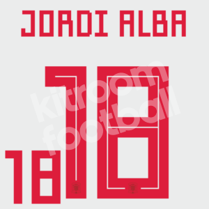 World Cup 2018 Spain Name Number Set Away #18 JORDI ALBA Repro