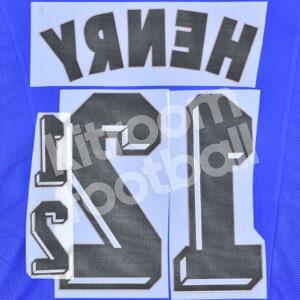 FIFA World Cup 1998 France Home Name Number Set #12 HENRY Repro v1 - Image 3
