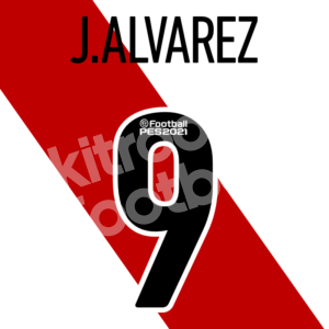 2021-22 River Plate Argentina Home Name Number Set #9 Julian ALVAREZ Repro - Image 1
