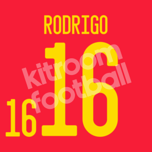 2022 Spain Home Name Number Set #16 RODRIGO Repro (vs Czech Rep. only)