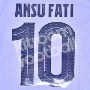 Original Player Issue 2021-22 Barcelona Away Name Number Set #10 ANSU FATI Cup Version
