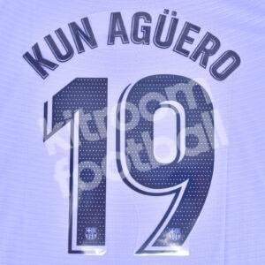 Original Player Issue 2021-22 Barcelona Away Name Number Set #19 KUN AGÜERO La Liga
