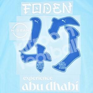 2023-24 Manchester City Preseason Home Name Number Set #47 FODEN Repro