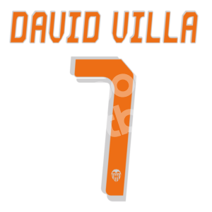 2008-09 Valencia CF Home & Away Name Number Set #7 DAVID VILLA Repro