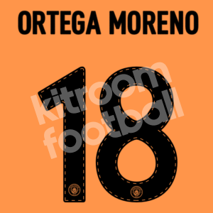 2022-23 Manchester City Goalkeeper Name Number Set #18 ORTEGA MORENO Cup Black Repro