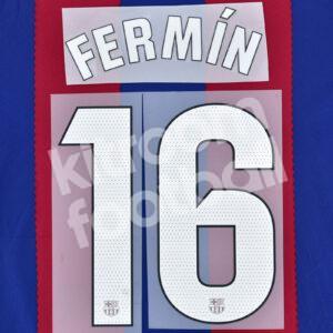 2023-24 Fc Barcelona Home Name Number Set #16 FERMÍN La Liga Repro