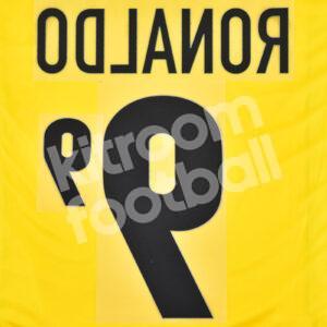 World Cup 1998 Brazil Name Number Set #9 RONALDO Home Repro - Image 3