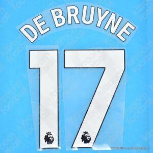 2023-24 Manchester City White Premier League Name Number Set #17 DE BRUYNE Repro