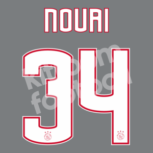 2016-17 Ajax Amsterdam Home Name Number Set #34 NOURI Repro - Image 1