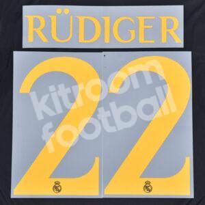 2023-24 Real Madrid Away Name Number Set #22 RUDIGER Champions Repro