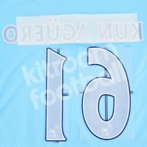 2011-12 Manchester City Home Name Number Set #16 KUN AGÜERO Repro (Flock) - Image 3