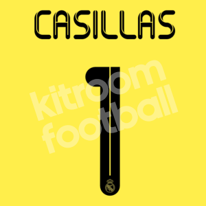 2011-12 Real Madrid Goalkeeper Black Name Number Set #1 CASILLAS Repro