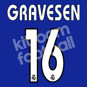 2004-05 Real Madrid Away Name Number Set #16 GRAVESEN Repro