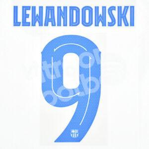 Original 2023-24 Fc Barcelona Away Name Number Set #9 LEWANDOWSKI UEFA Champions League TPT