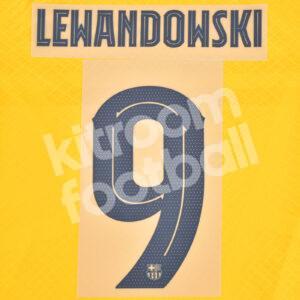 Original 2023-24 FC Barcelona Senyera Name Number Set #9 LEWANDOWSKI UEFA Champions League