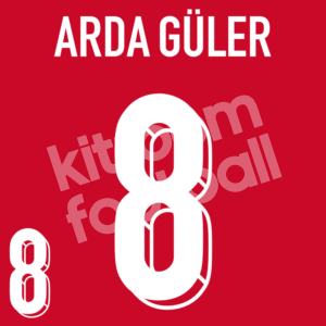 UEFA Euro 2024 Turkey Home Name Number Set #8 ARDA GULER Repro - Image 1