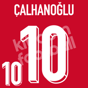 UEFA Euro 2024 Turkey Home Name Number Set #10 CALHANOGLU Repro - Image 1