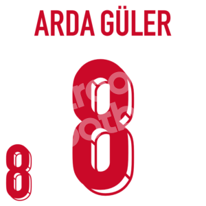 UEFA Euro 2024 Turkey Away Name Number Set #8 ARDA GULER Repro