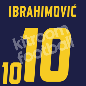 EURO 2008 Sweden Away Name Set Number #10 IBRAHIMOVIC Repro