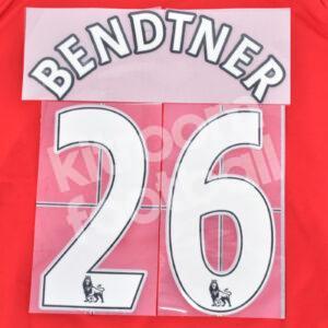 2007-09 Arsenal Home Name Number Set #26 BENDTNER Premier League Flock Repro