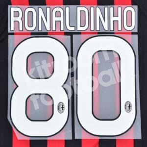 2010-11 AC Milan Home Name Number Set #80 RONALDINHO Repro