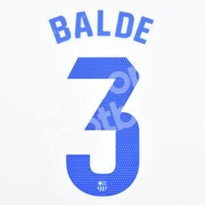 2023-24 Fc Barcelona Away Name Number Set #3 BALDE La Liga Repro