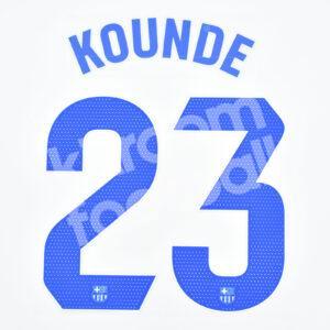 2023-24 Fc Barcelona Away Name Number Set #23 KOUNDE La Liga Repro