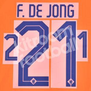UEFA Euro 2024 Netherlands Home Name Number Set #21 Frankie DE JONG Repro