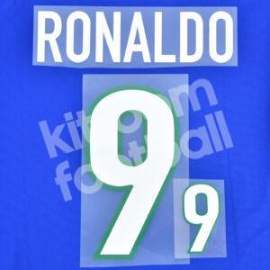 World Cup 1998 Brazil Away Name Number Set #9 RONALDO Repro
