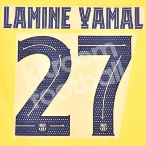2023-24 Fc Barcelona Senyera Name Number Set #27 LAMINE YAMAL UCL Repro v2