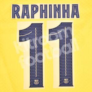 2023-24 Fc Barcelona Senyera Name Number Set #11 RAPHINHA UCL Repro